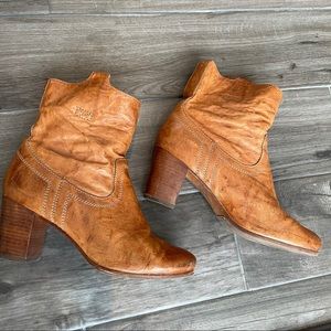 Frye & Co Tan Leather Slouch Mid Booties